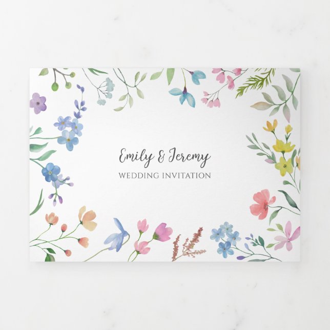 Spring Florals Trifold Wedding Invitation (Cover)
