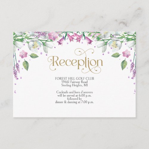 Spring Florals Typography 1B Wedding Reception Enclosure Card