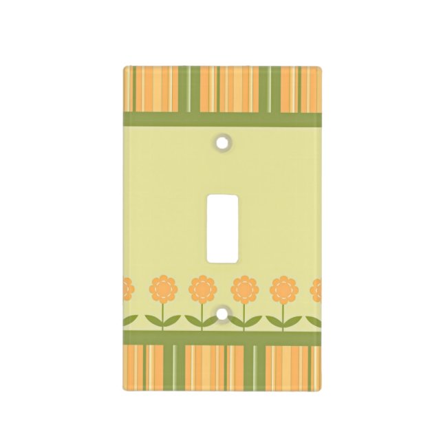 Spring Flower and Stripes Light Switch Cover (Front)