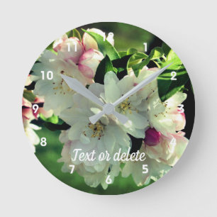 Spring Flower Apple Blossoms 2 Personalized Round Clock