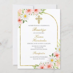 Spring Flower Baptism Spanish Invitation