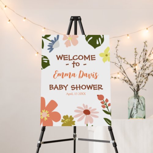 Spring Flower Bloom Baby Shower Welcome Sign