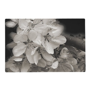 Spring Flower Blossoms In Black And White Placemat