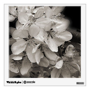 Spring Flower Blossoms In Black And White Wall Sticker