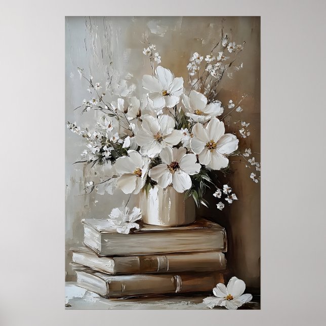 Spring Flower Book Art Print, Vintage Botanical Poster (Front)