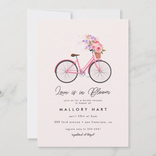 Spring Flower Bouquet Bicycle Bridal Shower Invitation