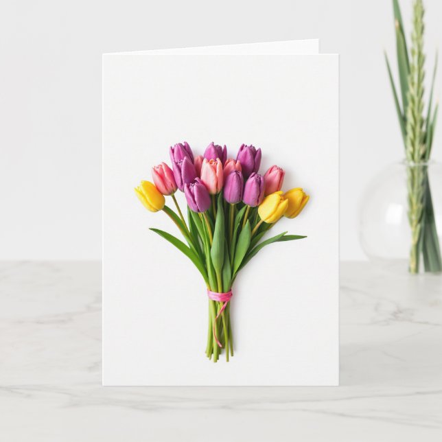 Spring Flower Bouquet Blank Card (Front)