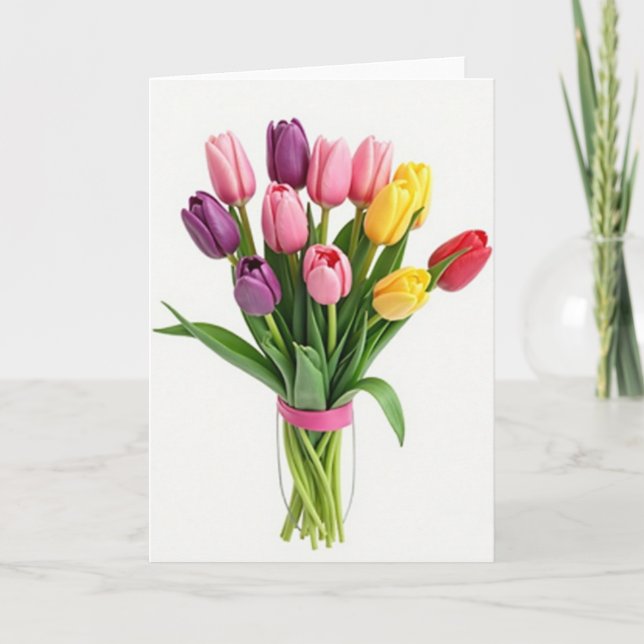 Spring Flower Bouquet Bright Bloom Card (Front)