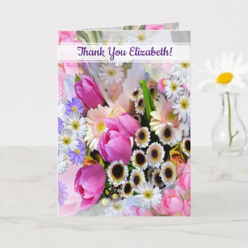 Spring Flower Bouquet Christian Friend Thankyou Card