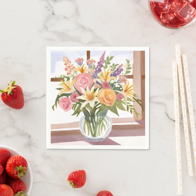 Spring Flower Bouquet | Pretty Floral Card Napkins (Insitu)