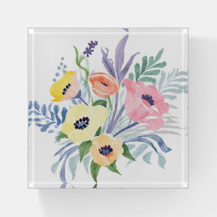 Spring Flower Bouquet   Pretty Floral Watercolor Paperweight