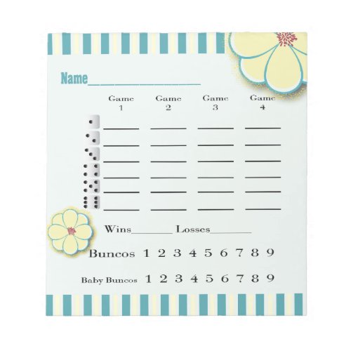 Spring Flower Bunco Score Sheet Pad