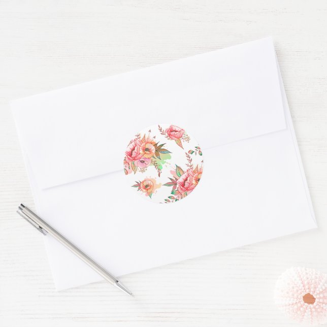 spring Flower Classic Round Sticker (Envelope)
