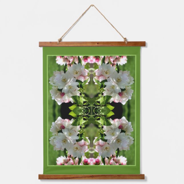 Spring Flower Crabapple Blossoms Abstract Hanging Tapestry (Front)