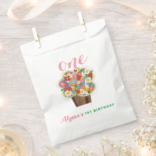 Spring Flower Cupcake Girl's 1st Birthday Party Favor Bag