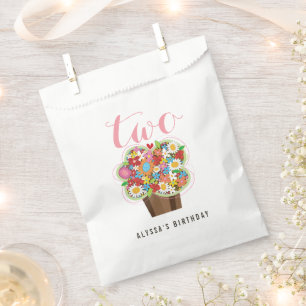 Spring Flower Cupcake Girl's 2nd Birthday Party Favor Bag