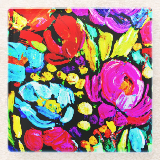 "Spring Flower" Cute Art. Buy Now Glass Coaster (Front)