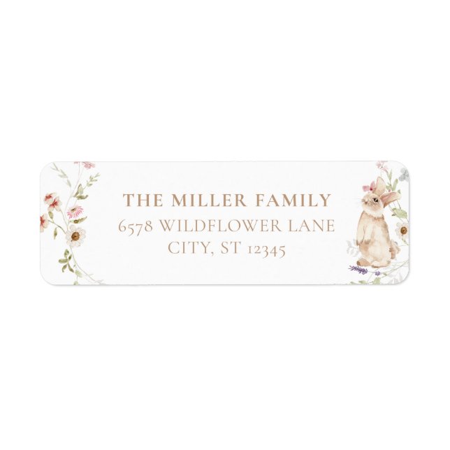 Spring Flower Easter Bunny Baby Shower  Label (Front)