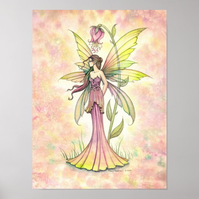 Spring Flower Fairy Fantasy Watercolor Art Poster (Front)