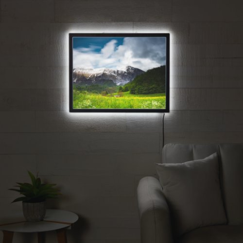 Spring flower field under mountain Krn LED Sign