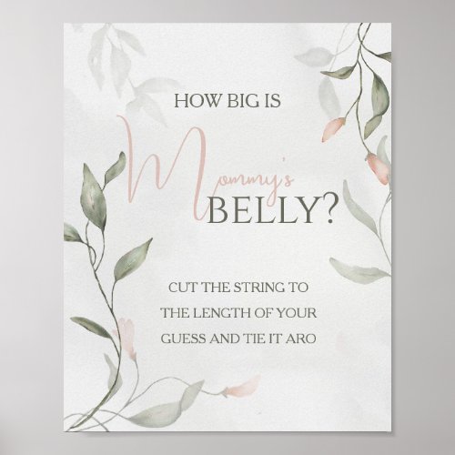 Spring Flower Floral Baby Shower Mommys belly Poster