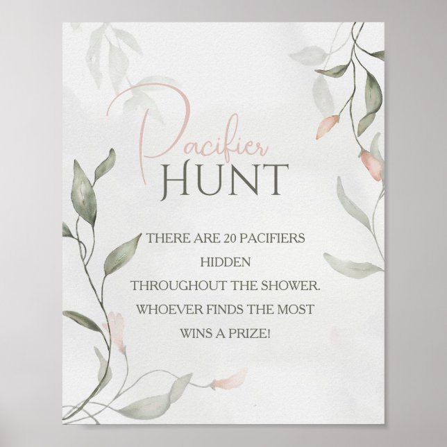 Spring Flower Floral Baby Shower Pacifier Hunt Poster (Front)