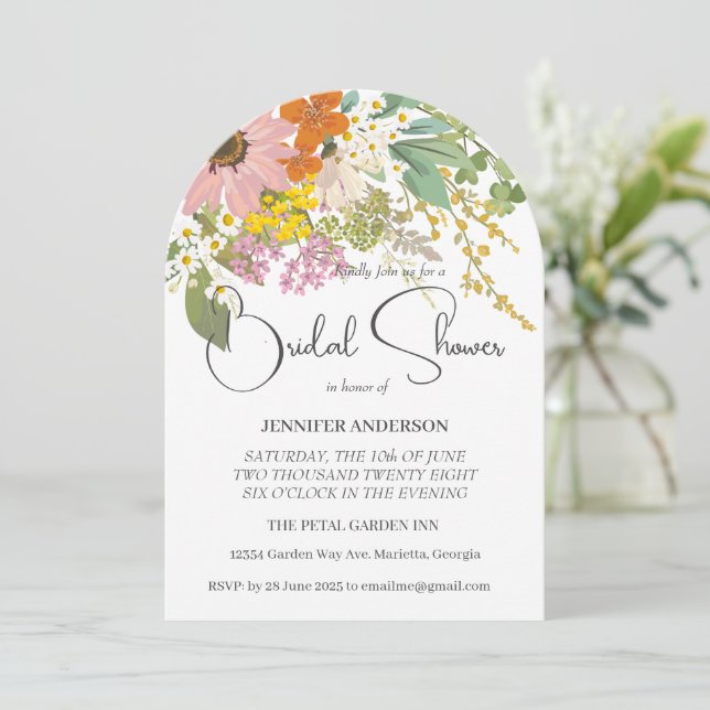 Spring Flower Garden Bridal Shower Bridal Shower I Invitation (Standing Front)