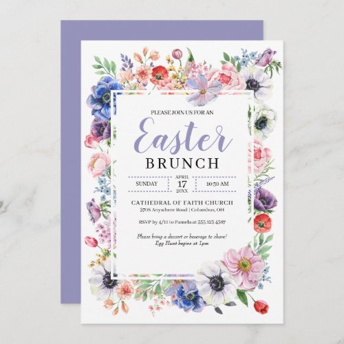 Spring Flower Garden Easter Brunch Invitation