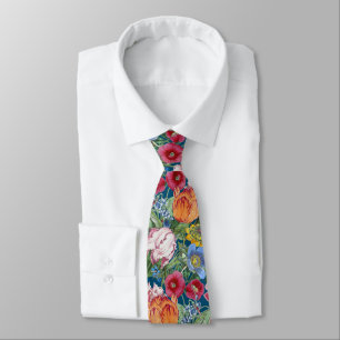 Spring Flower Garden Pattern Neck Tie