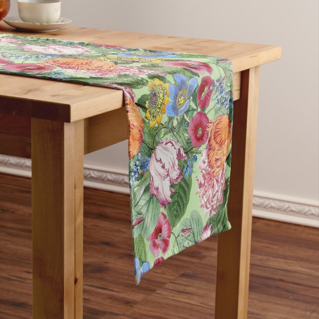 Spring Flower Garden Pattern Short Table Runner (In Situ)