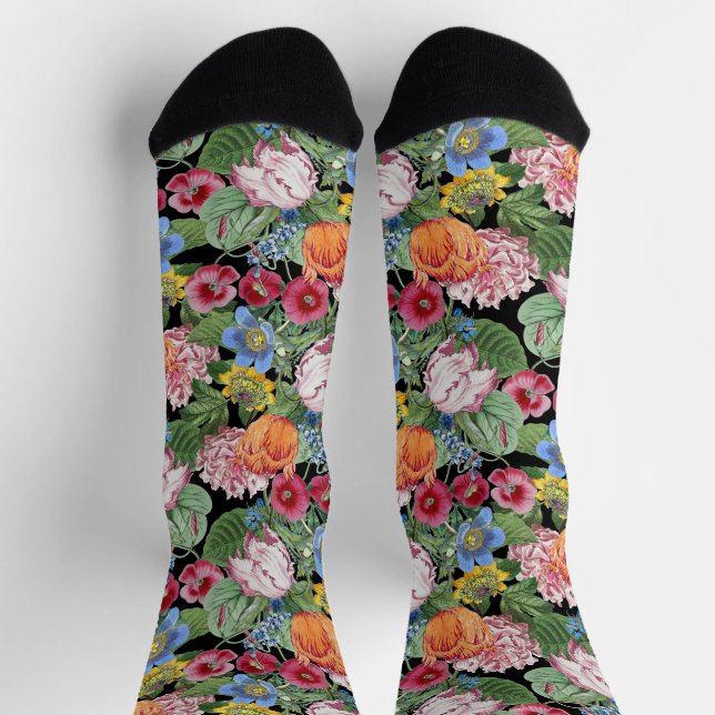 Spring Flower Garden Pattern Socks (Top)