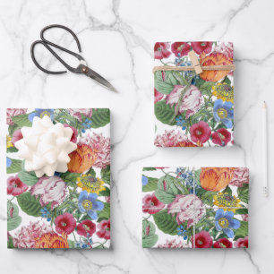 Spring Flower Garden Pattern Wrapping Paper Sheets