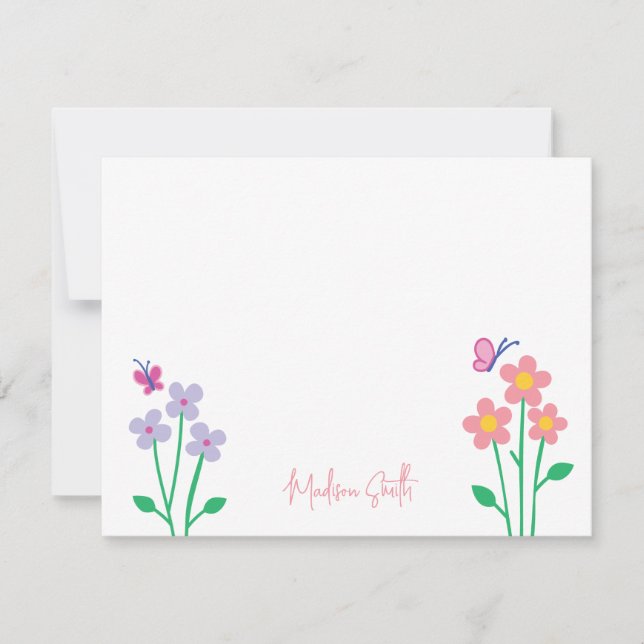 Spring Flower Garden Personalized Note Card (Front)