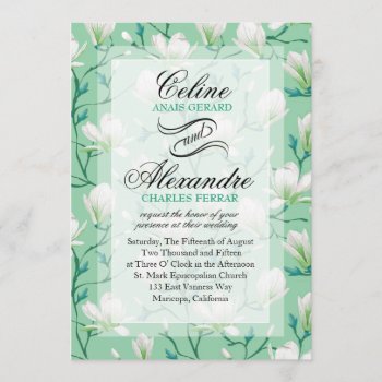 Spring Flower Garden Wedding | Mint Green Invitation by glamprettyweddings at Zazzle
