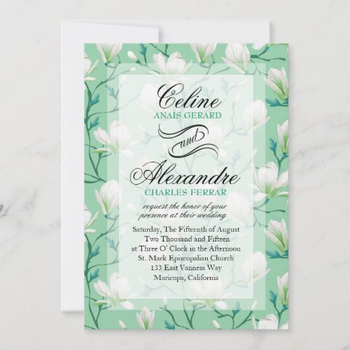 Spring Flower Garden Wedding  mint green Invitation