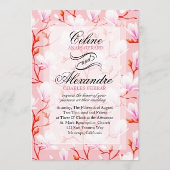 Spring Flower Garden Wedding | Pink Invitation by glamprettyweddings at Zazzle