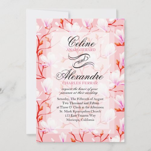 Spring Flower Garden Wedding  pink Invitation