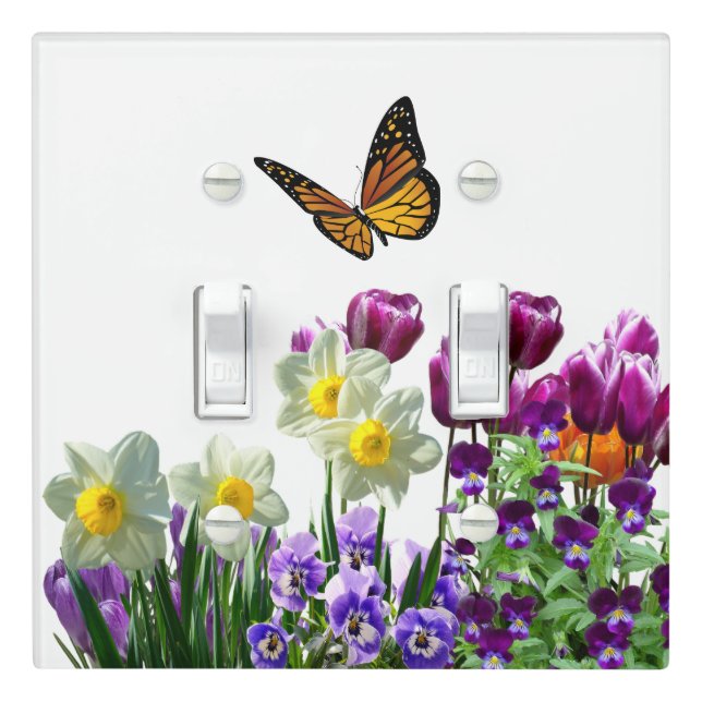 Spring Flower Garden with Butterfly  Light Switch Cover (In Situ)