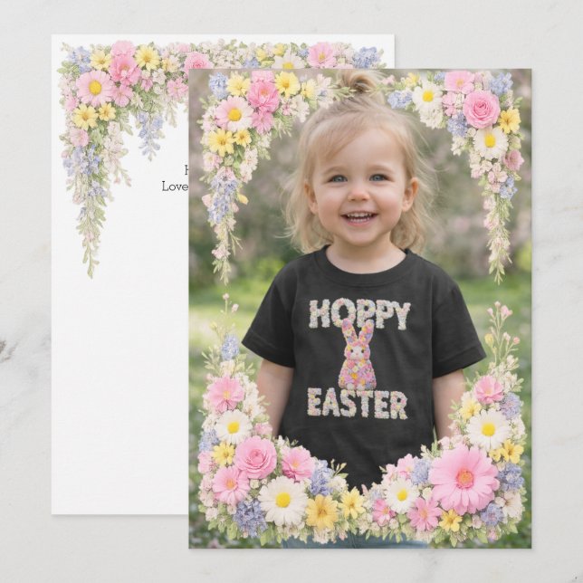 Spring Flower Happy Easter Personalized Photo Invitation (Front/Back)