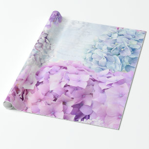 Spring Flower Hydrangea Pastel Collage Wrapping Paper