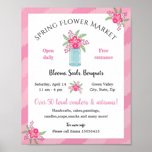 spring flower marketbazaar pink floral cute poster