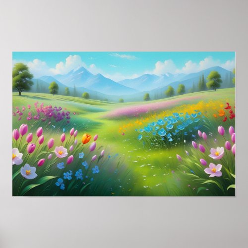 Spring flower oil painting poster