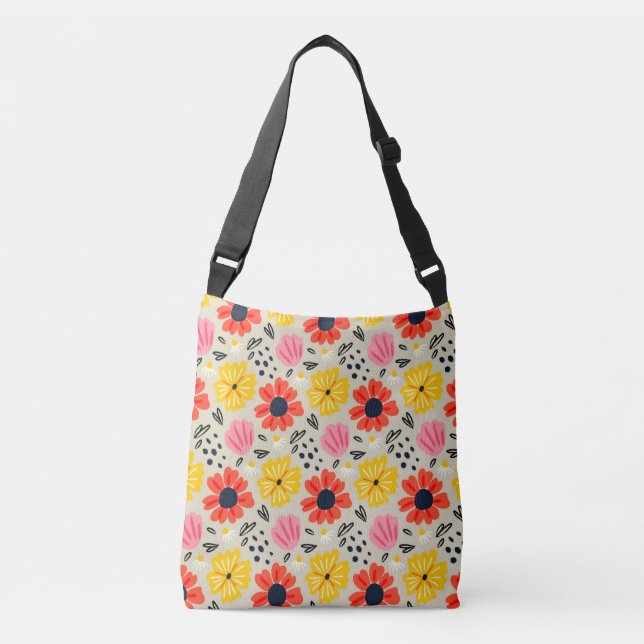 Spring Flower Pattern  Crossbody Bag (Front)