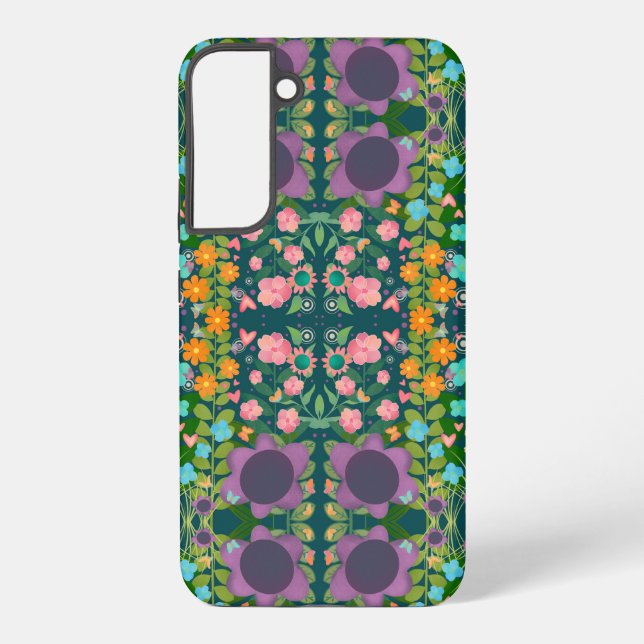 Spring Flower Pattern Green Purple Samsung Galaxy Case (Back)