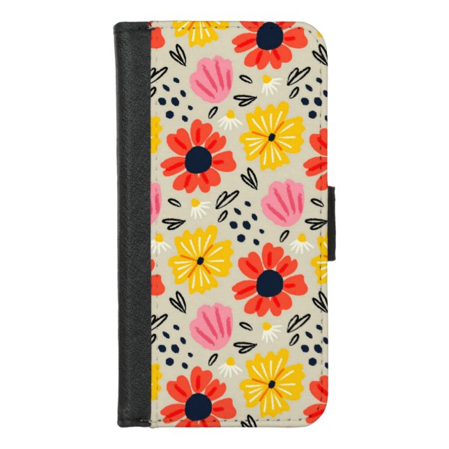 Spring Flower Pattern  iPhone Wallet Case (Front)