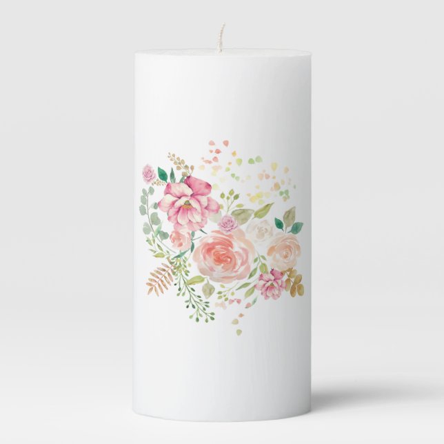 spring flower pillar candle (Front)