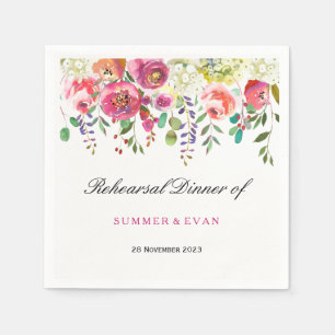 Spring Flower Pink Peach Tropical Rehearsal Dinner Napkins