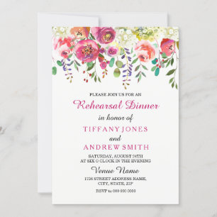 Spring Flower Pink wedding rehearsal dinner invite
