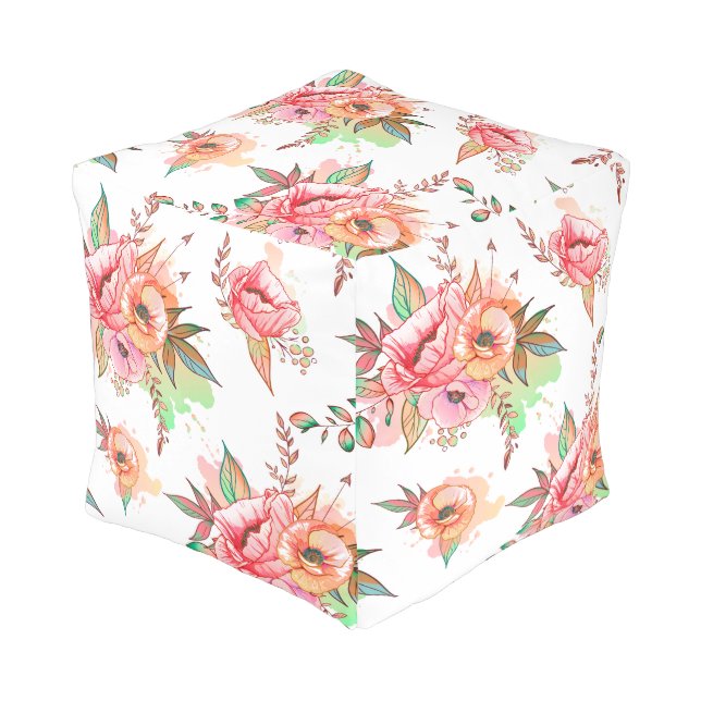 spring Flower Pouf (Angled Front)