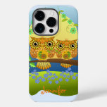 Spring flower power owls &amp; custom name Case-Mate iPhone 14 pro case